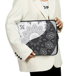 Black And White Yin Yang Mandala Print Laptop Sleeve
