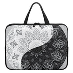 Black And White Yin Yang Mandala Print Laptop Sleeve With Handle