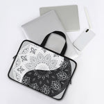 Black And White Yin Yang Mandala Print Laptop Sleeve With Handle
