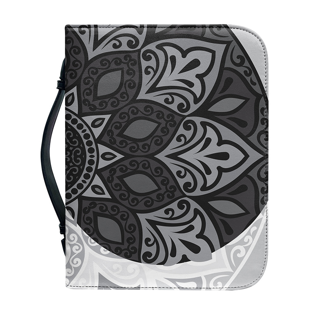 Black And White Yin Yang Mandala Print Leather Bible Cover