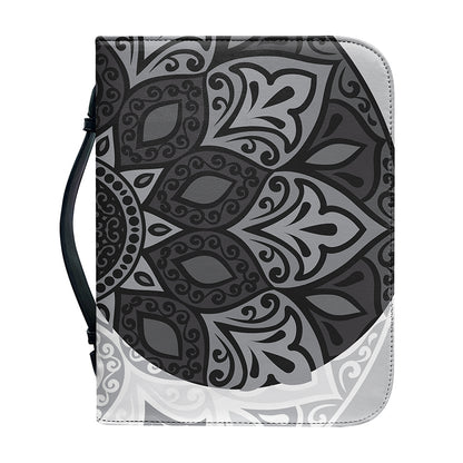 Black And White Yin Yang Mandala Print Leather Bible Cover
