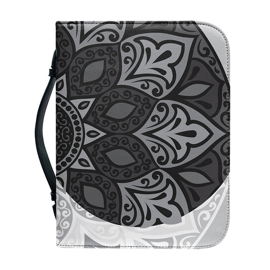 Black And White Yin Yang Mandala Print Leather Bible Cover