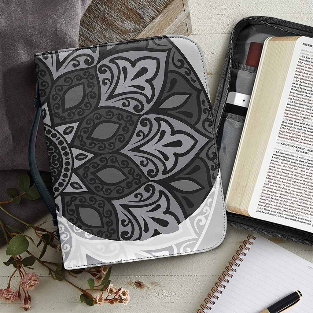 Black And White Yin Yang Mandala Print Leather Bible Cover