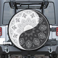 Black And White Yin Yang Mandala Print Leather Spare Tire Cover