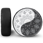Black And White Yin Yang Mandala Print Leather Spare Tire Cover