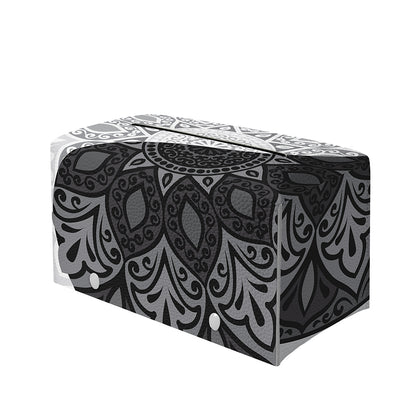 Black And White Yin Yang Mandala Print Leather Tissue Box Cover