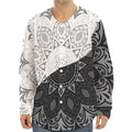 Black And White Yin Yang Mandala Print Long Sleeve Baseball Jersey