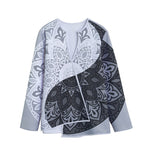 Black And White Yin Yang Mandala Print Long Sleeve Short Coat