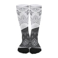 Black And White Yin Yang Mandala Print Long Socks