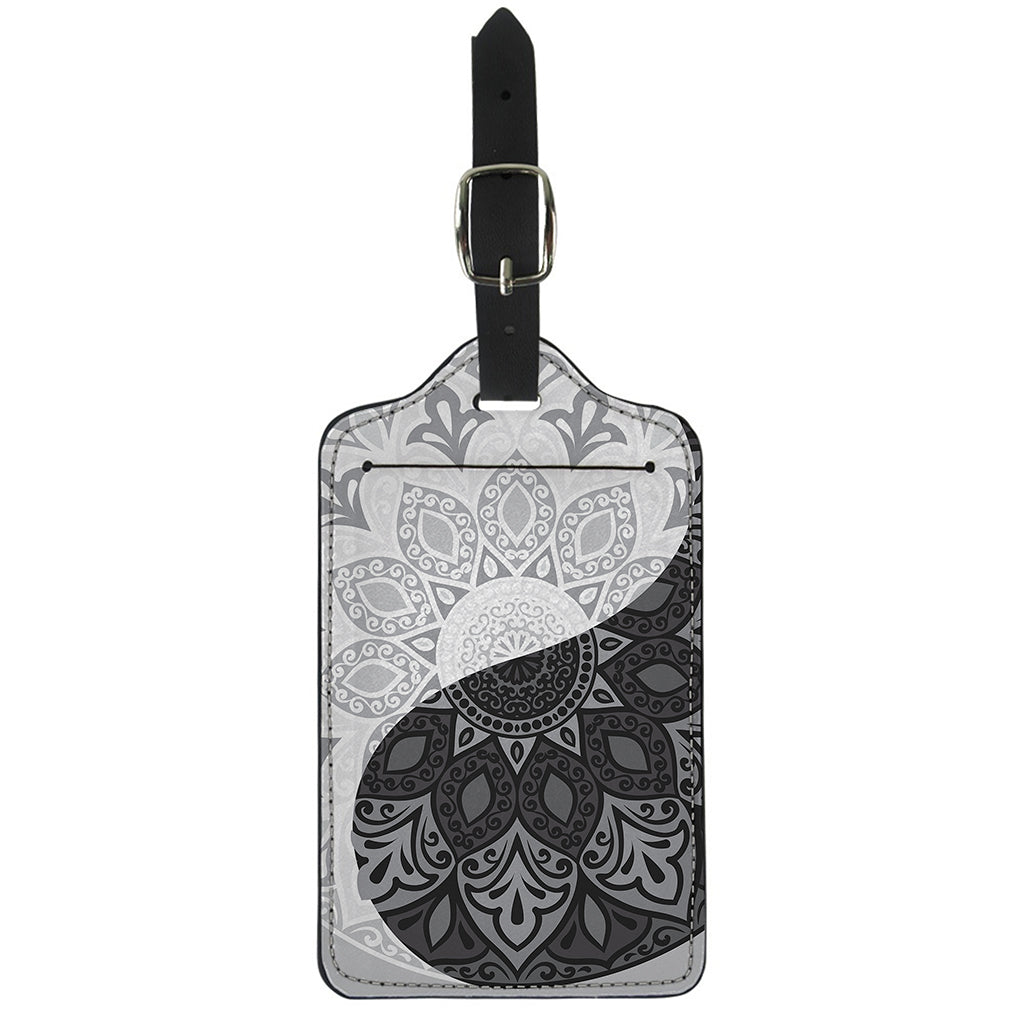 Black And White Yin Yang Mandala Print Luggage Tag