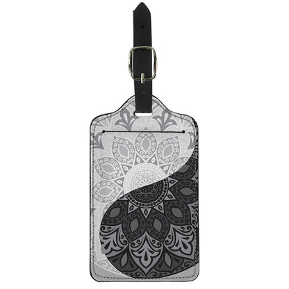 Black And White Yin Yang Mandala Print Luggage Tag