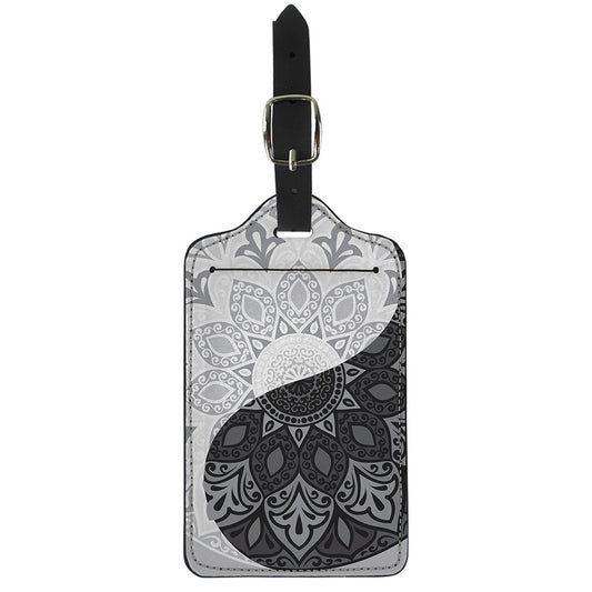Black And White Yin Yang Mandala Print Luggage Tag