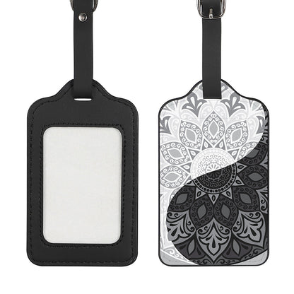 Black And White Yin Yang Mandala Print Luggage Tag