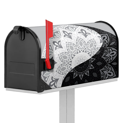 Black And White Yin Yang Mandala Print Mailbox Cover