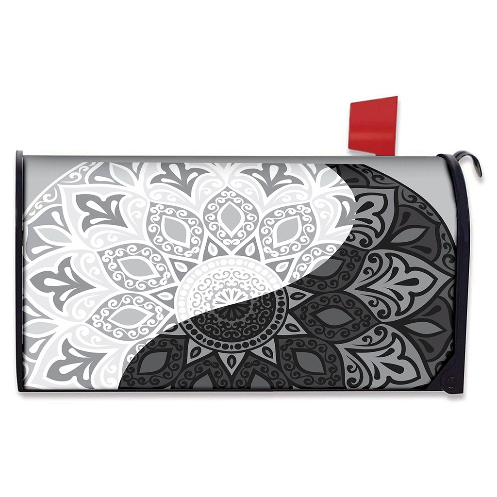 Black And White Yin Yang Mandala Print Mailbox Cover