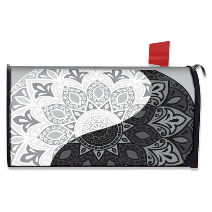 Black And White Yin Yang Mandala Print Mailbox Cover