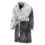 Black And White Yin Yang Mandala Print Men's Bathrobe