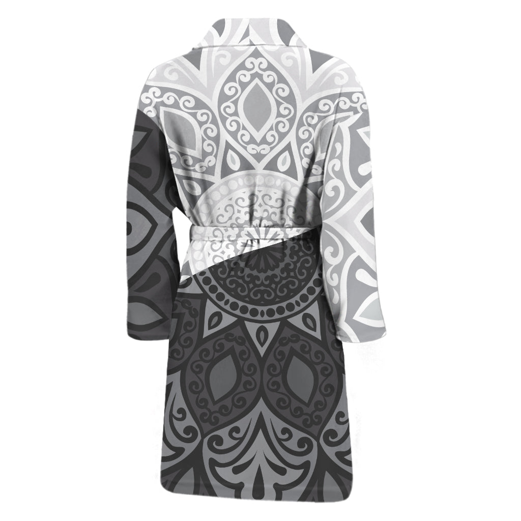 Black And White Yin Yang Mandala Print Men's Bathrobe