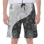 Black And White Yin Yang Mandala Print Men's Beach Shorts