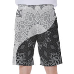 Black And White Yin Yang Mandala Print Men's Beach Shorts