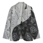 Black And White Yin Yang Mandala Print Men's Blazer