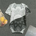 Black And White Yin Yang Mandala Print Men's Bodysuit