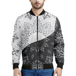 Black And White Yin Yang Mandala Print Men's Bomber Jacket