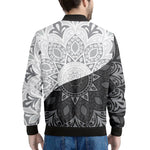 Black And White Yin Yang Mandala Print Men's Bomber Jacket