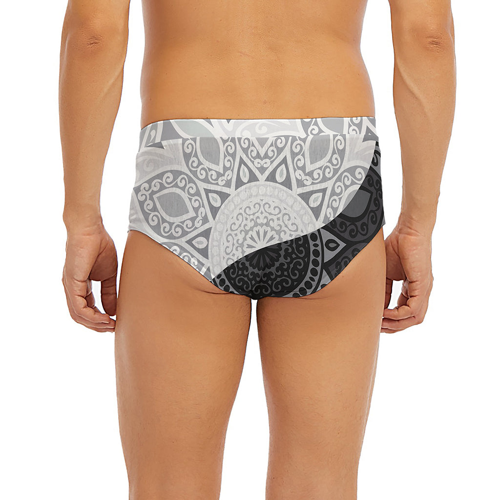 Black And White Yin Yang Mandala Print Men's Briefs