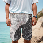 Black And White Yin Yang Mandala Print Men's Cargo Shorts