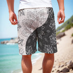 Black And White Yin Yang Mandala Print Men's Cargo Shorts