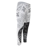 Black And White Yin Yang Mandala Print Men's Compression Pants