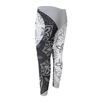 Black And White Yin Yang Mandala Print Men's Compression Pants