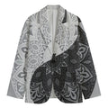 Black And White Yin Yang Mandala Print Men's Cotton Blazer