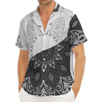 Black And White Yin Yang Mandala Print Men's Deep V-Neck Shirt
