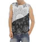 Black And White Yin Yang Mandala Print Men's Fitness Tank Top