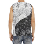 Black And White Yin Yang Mandala Print Men's Fitness Tank Top