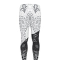 Black And White Yin Yang Mandala Print Men's Leggings