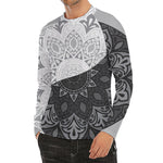 Black And White Yin Yang Mandala Print Men's Long Sleeve Rash Guard