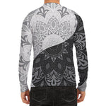 Black And White Yin Yang Mandala Print Men's Long Sleeve Rash Guard