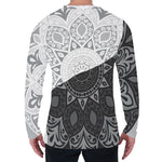 Black And White Yin Yang Mandala Print Men's Long Sleeve T-Shirt