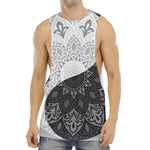 Black And White Yin Yang Mandala Print Men's Muscle Tank Top