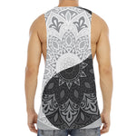 Black And White Yin Yang Mandala Print Men's Muscle Tank Top