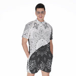 Black And White Yin Yang Mandala Print Men's Rompers