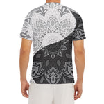 Black And White Yin Yang Mandala Print Men's Short Sleeve Rash Guard