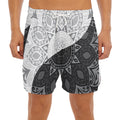 Black And White Yin Yang Mandala Print Men's Split Running Shorts