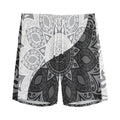 Black And White Yin Yang Mandala Print Men's Athletic Shorts