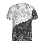 Black And White Yin Yang Mandala Print Men's Sports T-Shirt