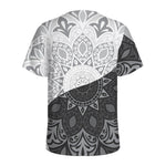 Black And White Yin Yang Mandala Print Men's Sports T-Shirt