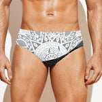 Black And White Yin Yang Mandala Print Men's Swim Briefs